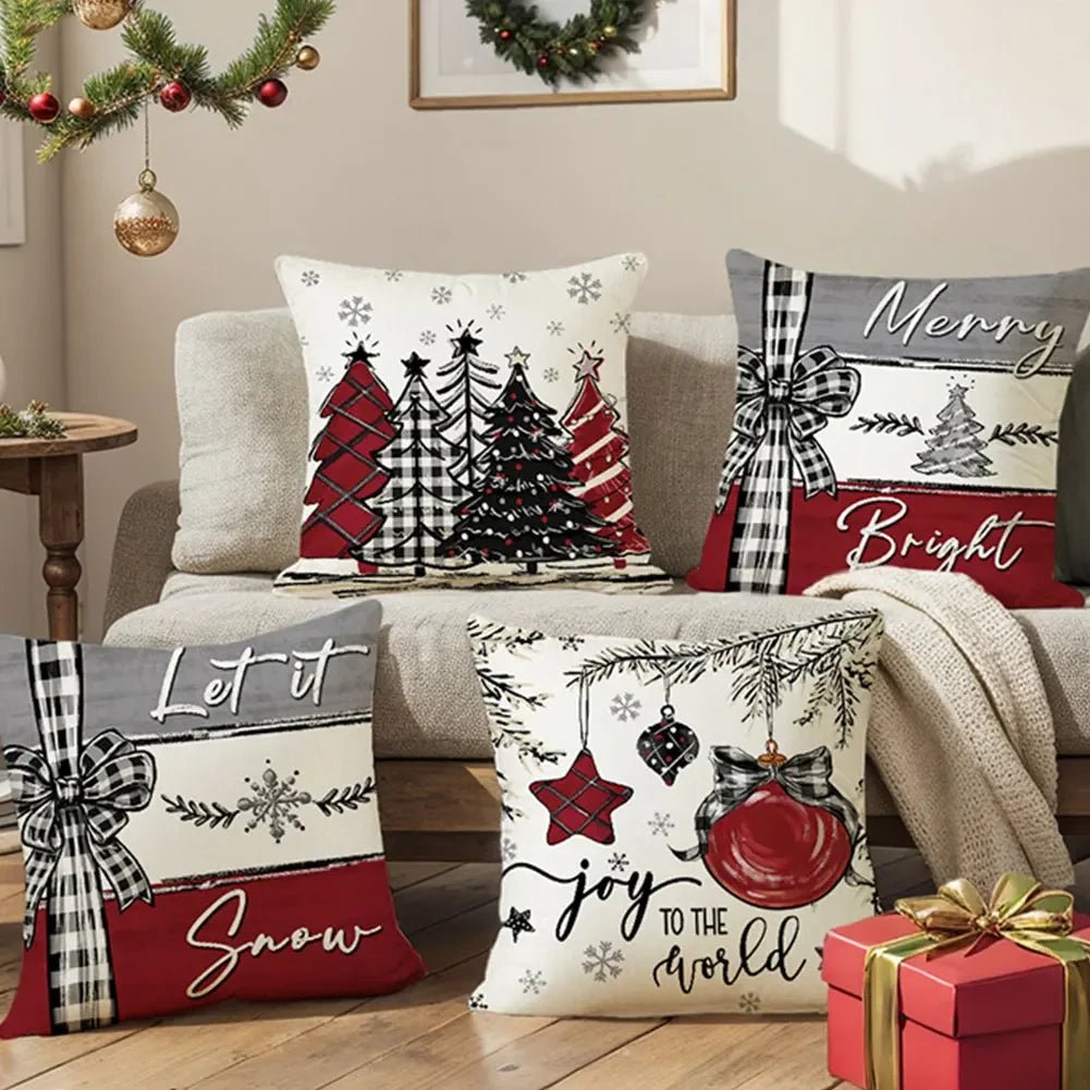 Christmas Linen Cushion Covers Enhance Your Home with Festive and Durable Design for Cozy Winter Decor - silverfoxgoods